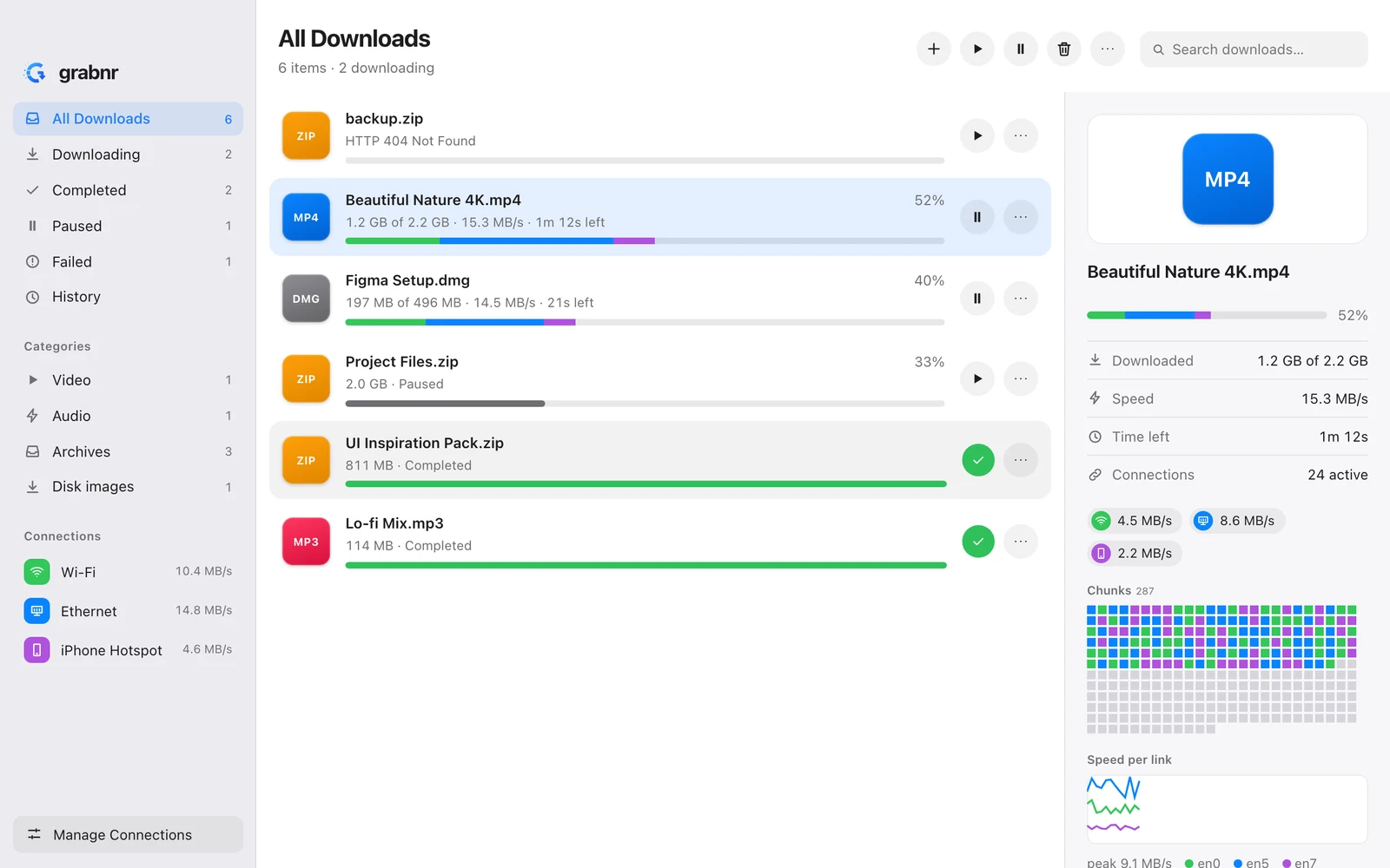 grabnr — Multi-Connection Download Manager screenshot 1